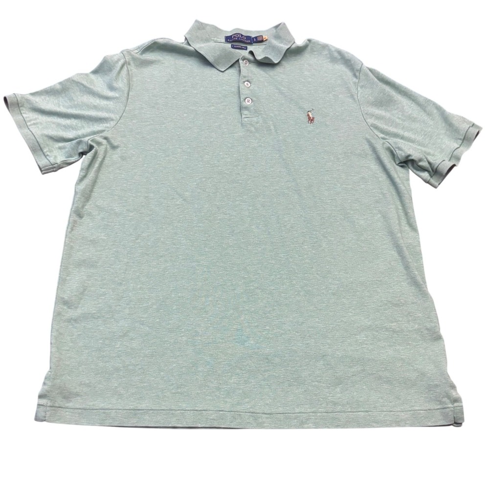 Polo Ralph Lauren | Mens Large | Classic Fit Jersey Polo Shirt | Heather Green
